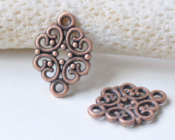 Antique Copper Filigree Connector 13x20mm Set of 30 A7518