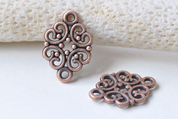 Antique Copper Filigree Connector 13x20mm Set of 30 A7518