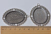 6 pcs Antique Silver Oval Pendants Tray 30x40mm Bezel A7701