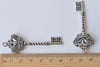 4 pcs of Antique Silver Twisted Crown Key Charms 20x61mm A7537