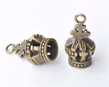 5 pcs Antique Bronze Large 3D Crown Charms  18x38mm A7793