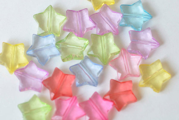 Acrylic Faceted Star Beads Mixed Color Size 15mm Set of 30 A7040