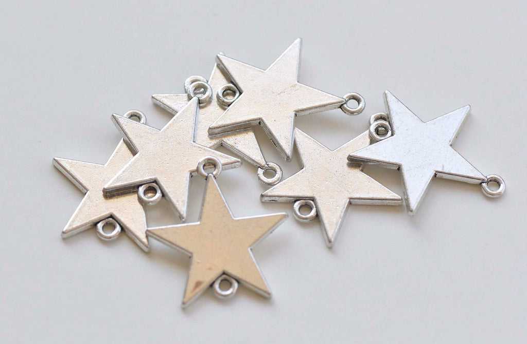 20 pcs of Antique Silver Star Connector Charms Pendants 28mm A6839