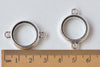 Antique Silver Double Sided Cabochon Connector Settings Set of 10 A3609