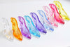 10 pcs Acrylic Clear Pink Blue High Heel Shoes Charms Pendants Mixed Color