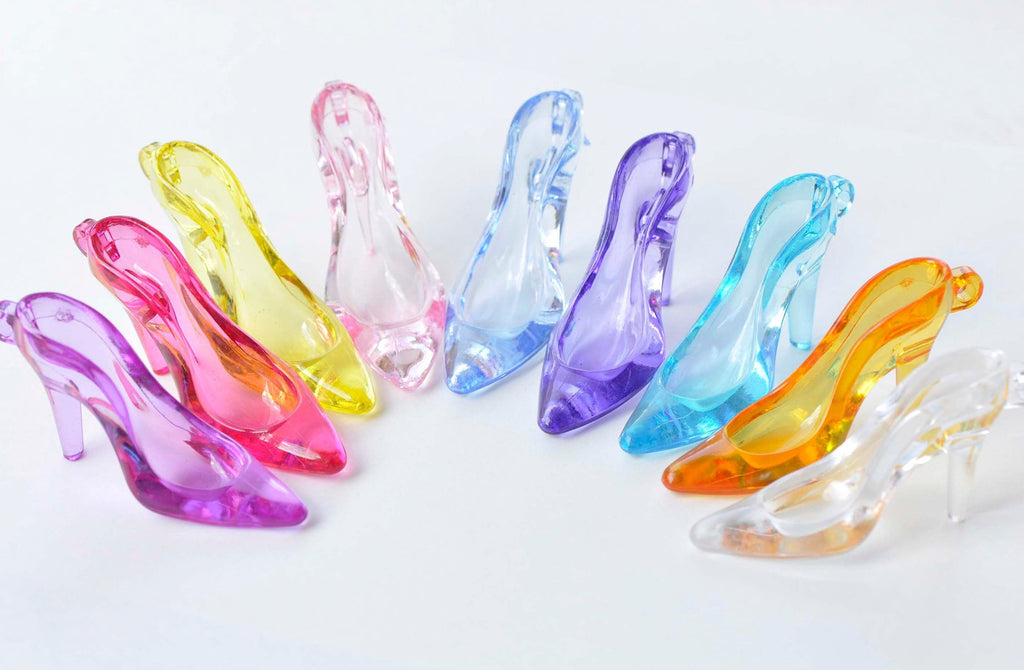 10 pcs Acrylic Clear Pink Blue High Heel Shoes Charms Pendants