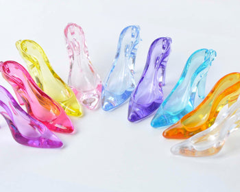 10 pcs Acrylic Clear Pink Blue High Heel Shoes Charms Pendants Mixed Color