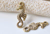20 pcs Antique Gold Seahorse Charms Double Sided 10x24mm A8072