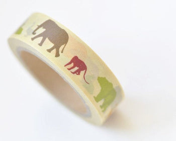 Animals Deco Tape Elephant Monkey Bear Adhesive Washi Tape 15mm Wide x 10M Roll A13305