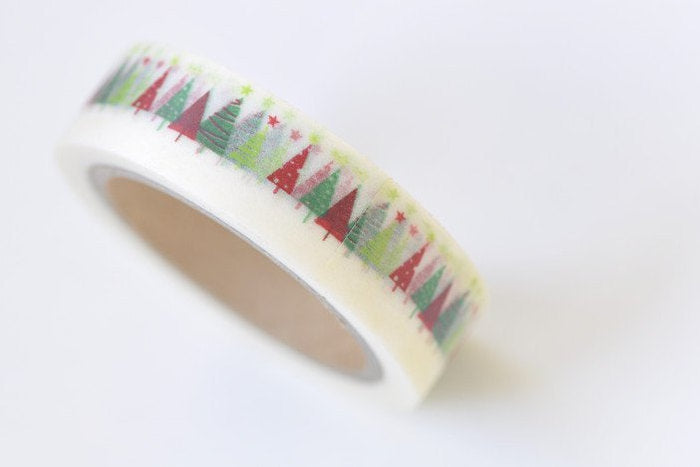 Christmas Tree Washi Tape Scrapbook Supply 15mm Wide x 10M Roll A12913