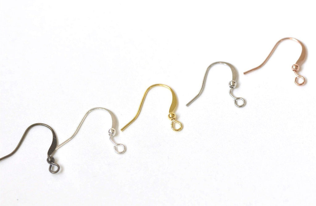100 Flat Fish Hook Earwire Antique Bronze/Silver/Gold/Platinum/Rose Gold