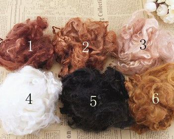 Angora Goat Mohair Wool Curls For Doll Hair Felting 5G(0.17 OZ) A Pack