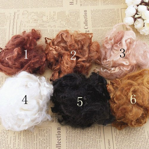 Angora Goat Mohair Wool Curls For Doll Hair Felting 5G(0.17 OZ) A Pack