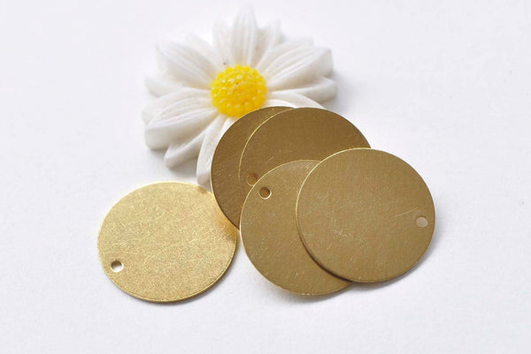 20 pcs Raw Brass Flat Round Blank Disc Coin Charms A5715