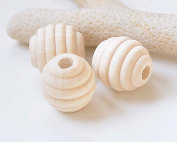 20 pcs Unvarnished Beech Wood Baby Teething Beehive Beads A7428