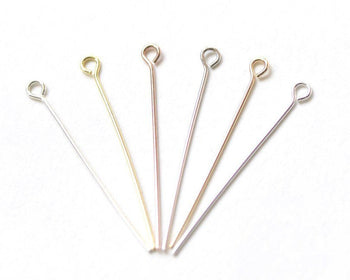 10 pcs 925 Sterling Silver Eye Pins Silver/Gold/Platinum 24 Gauge