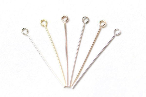 10 pcs 925 Sterling Silver Eye Pins Silver/Gold/Platinum 24 Gauge