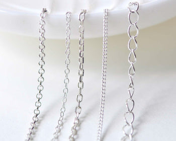 3.3 ft (1m) Polished Sterling Silver Rolo Oval Cable Curb Chain