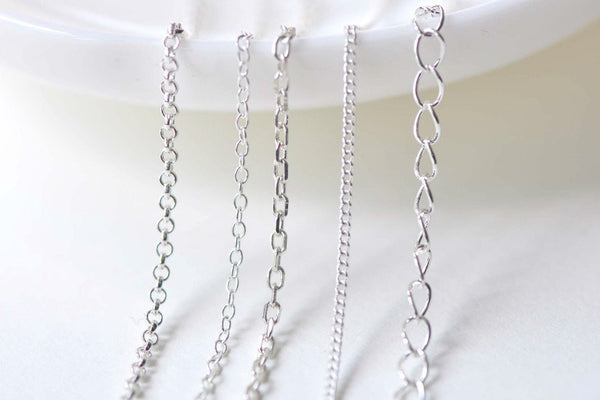 3.3 ft (1m) Polished Sterling Silver Rolo Oval Cable Curb Chain