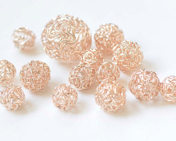10 pcs Rose Gold Iron Hollow Wire Knots Ball Beads 10mm/12mm/18mm