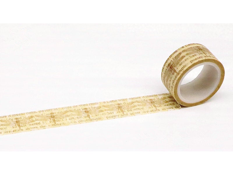 Retro Handwriting Dragonfly Washi Tape Planner Tape 20mm x 5M Roll A12185