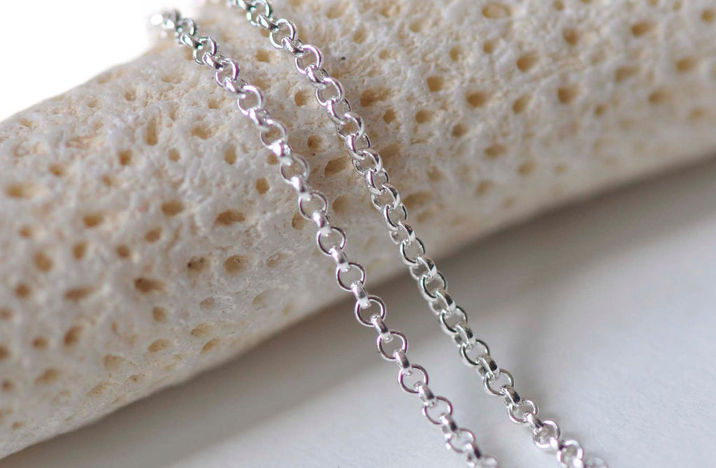 3.3 ft (1m) Polished Sterling Silver Rolo Oval Cable Curb Chain