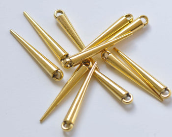 10 pcs Antique Gold Lovely Pin Spikes Charms 5x34mm