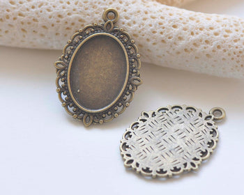 10 pcs Antique Bronze Cameo Base Settings Match 13x18mm Cabochon A8663