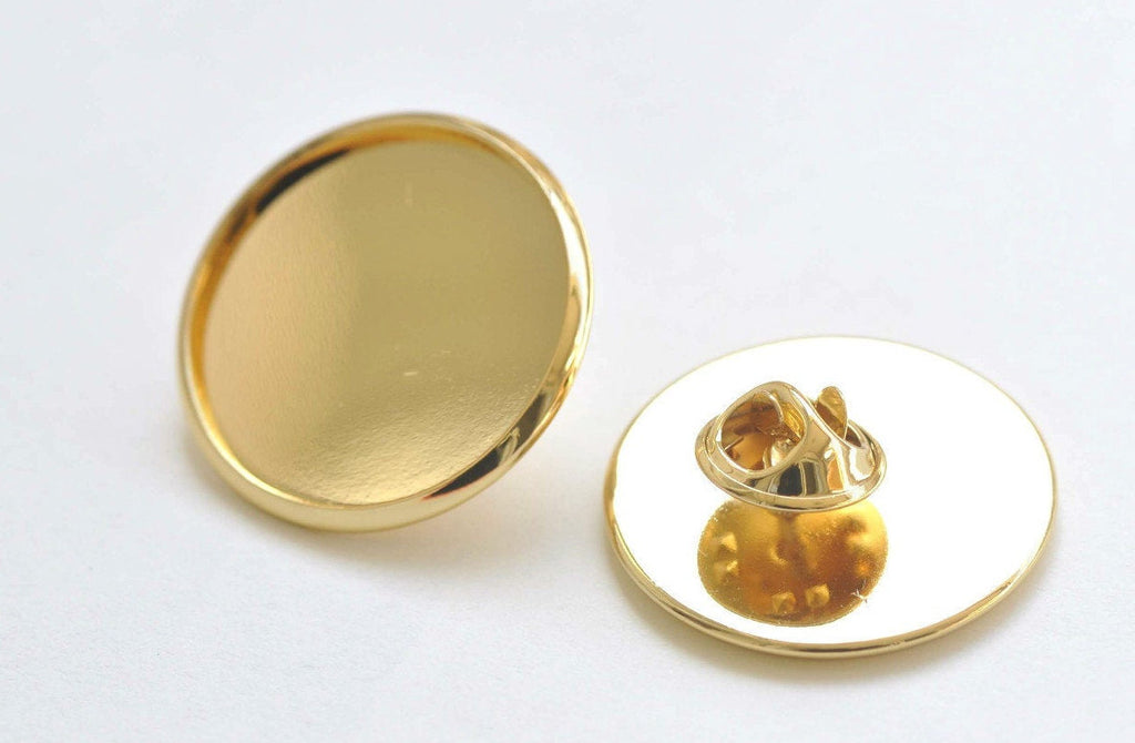 24K Gold Tie Tack Clutch Lapel Pin Brooch Blank Match 25mm Cameo Set of 6 A6355
