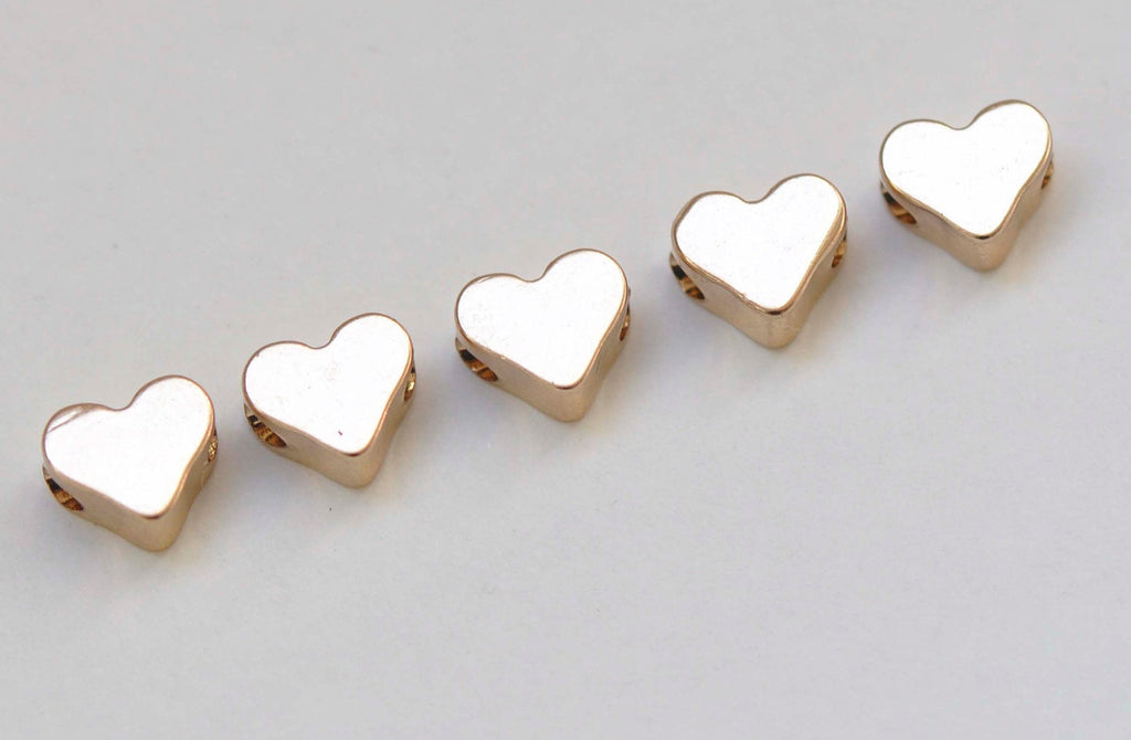Tiny Blank Heart Spacer Beads Anti Tarnish 24K Champagne Gold