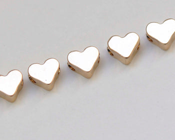 Tiny Blank Heart Spacer Beads Anti Tarnish 24K Champagne Gold Charms 4.5x5mm/6x7mm