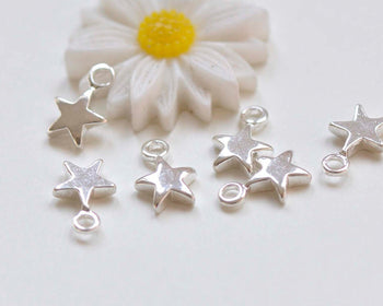 Platinum Blank Star Charms 7x10mm Set of 10 A4879