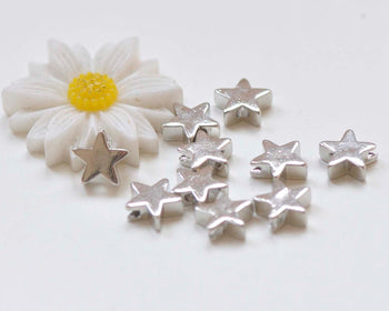 Platinum Tiny Blank Star Bracelet Beads 7mm Set of 10 A6737