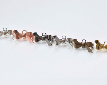10 pcs Brass Bow Safety Pin Brooch Findings 17x28mm