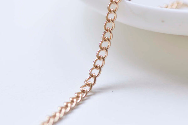 16ft (5m) of Light Gold Tone Steel Curb Chain Link Size 2.8mm A409