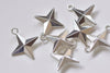 Antique Silver Four Pointed Star Charm Pendants 25x30mm Set of 10 A1896