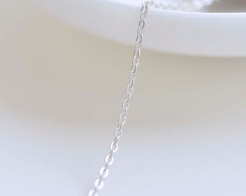 3.3 ft (1m) 925 Polished Sterling Silver Flat Oval Cable Chain 1.3mm A7652