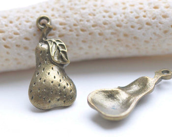 10 pcs Antique Bronze Pear Fruit Charms 11x22mm A8927