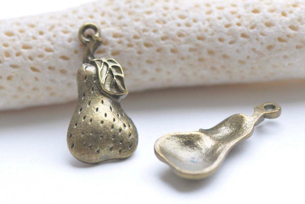 10 pcs Antique Bronze Pear Fruit Charms 11x22mm A8927