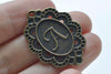 Antique Bronze Rhombus Letter A Charms 23x33mm Set of 10 A242