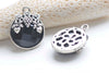 2 pcs Antique Silver Grape Flower On Black Faceted Acrylic Pendants 17x21mm A5978