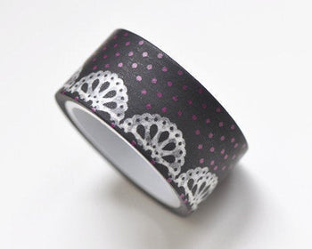 Black Lace Doily Print Washi Tape 20mm x 5M Roll A12447