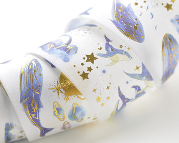 Lovely Whale Wide Washi Tape Foil Gold Paper Tape  40mm x 3M A13291