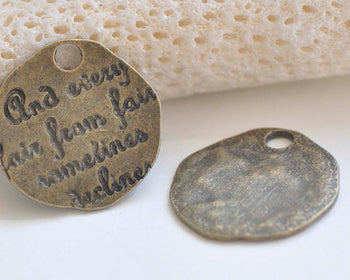 Irregular Engraved Sayings Pendants Antique Bronze English Words Charms 18mm Set of 20 A5392