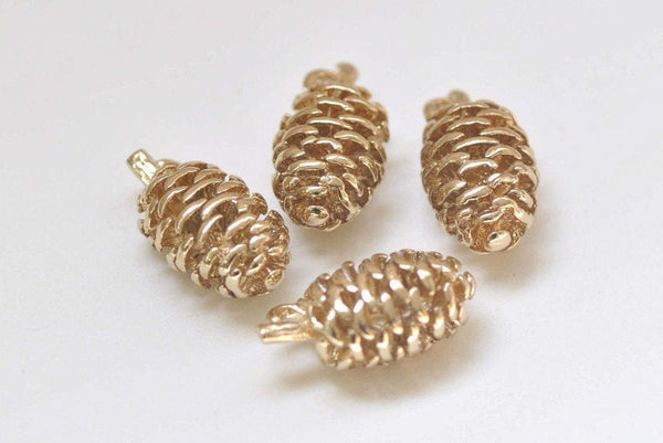 4 pcs Champagne Gold Plated Brass Acorns Pinecone Pendants Charms 8x10x19mm A5263