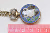 1 PC Antique Bronze Blue Enamel Flower Small Owl Pocket Watch 27mm A3663