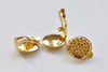 24K Gold Perforated Sieve Bezel Cup Ear Clips Findings Match 16mm Cabochon Set of 10 A5999