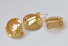 24K Gold Convex Back Pin Brooch Prong Perforated Sieve Bezel Blank Match 18mm Cabochon Set of 5 A8692