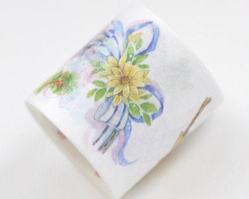 Retro Wide Washi Tape Flower Masking Tape 40mm Wide x 3M Long A10679