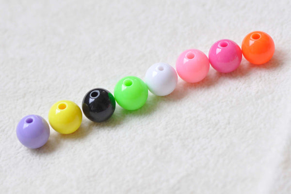 Acrylic Mixed Solid Color Round Beads Size 12mm Set of 50 A2408